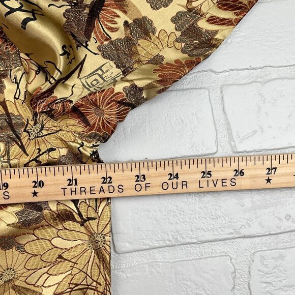 CHICOS Jacket Women 2 Large 12 Gold Red Japanese Floral Trucker Silk‎ Party Boho - Picture 7 of 11